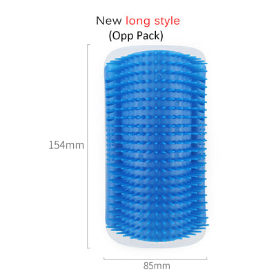 Blue cylindrical object with measurements on a white background