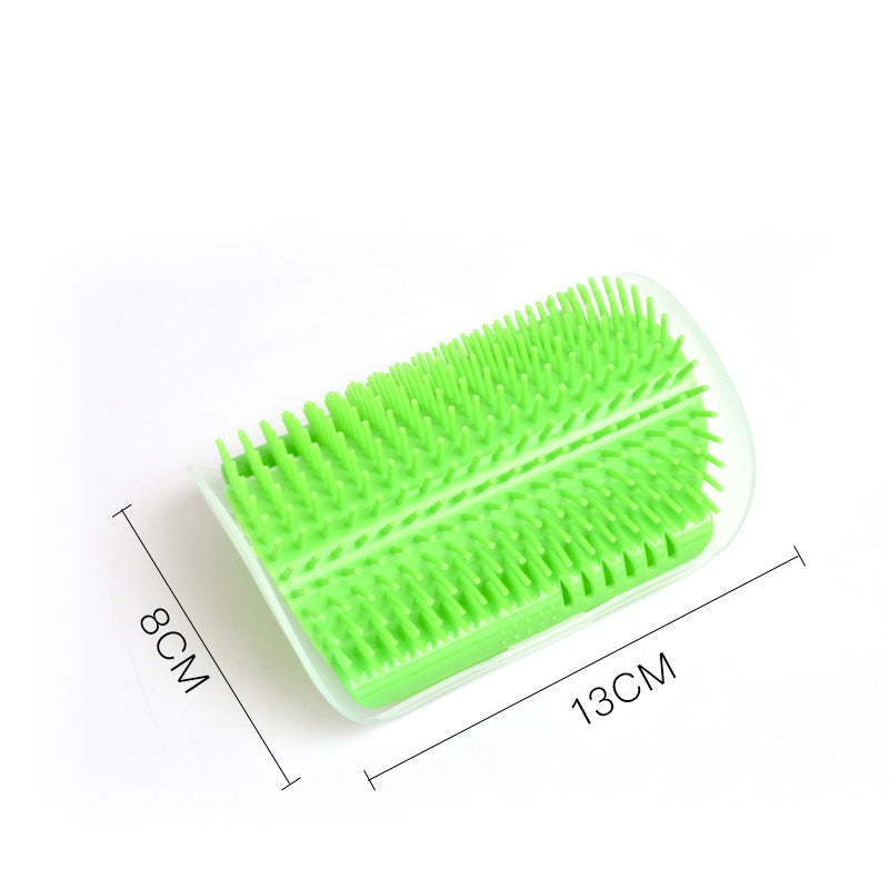 Green brush with measurements on a white background
