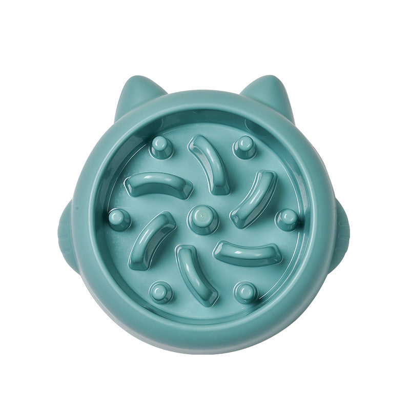 Teal pet toy with cat ears on a white background
