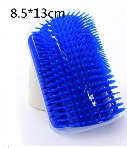 Blue grooming brush with dimensions 8.5*13cm on a white background