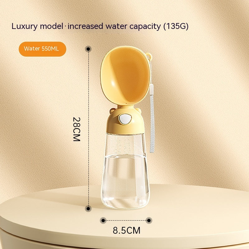 Gold water bottle with measurements on a beige background
