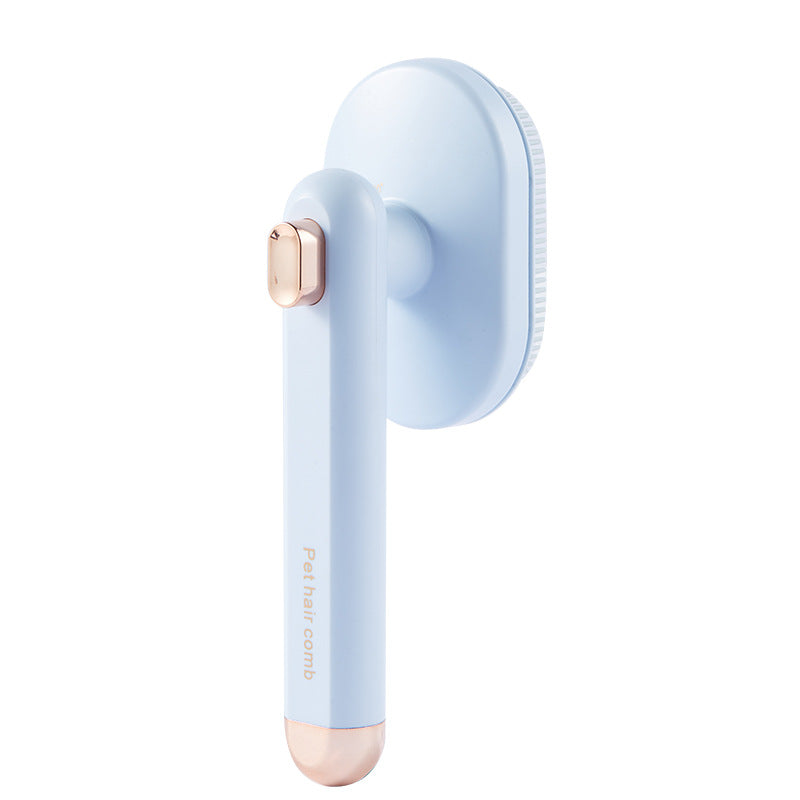 Light blue handheld device with a gold accent on a white background