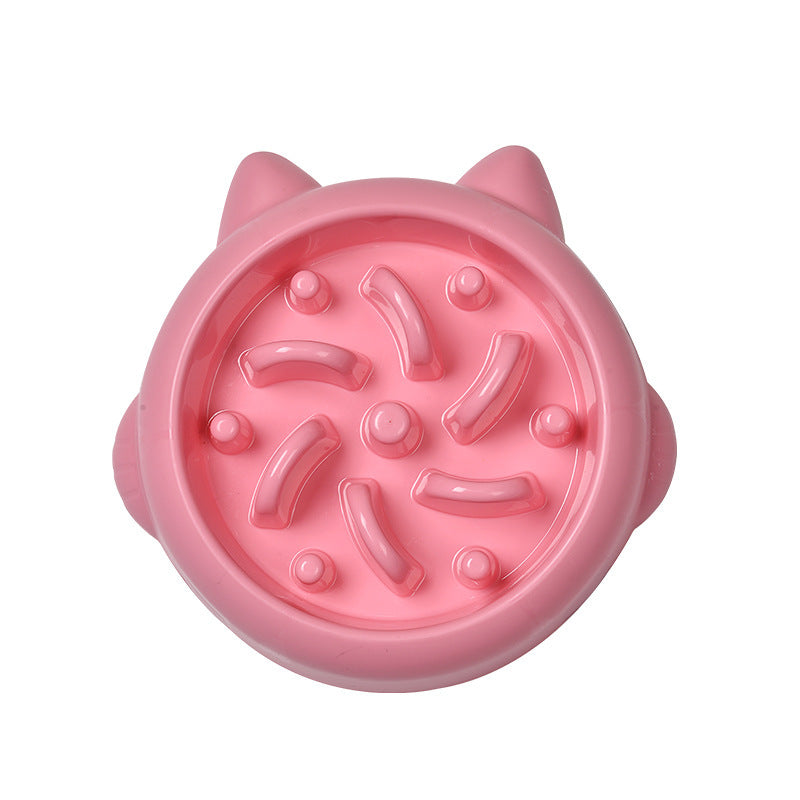 Pink pet toy with cat ears on a white background